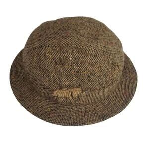 VINTAGE Wool TRILBY Hat DAVID HANNA & SONS Handcrafted Ireland Tweed Brown SZ 7